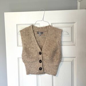 Urban Outfitters Beige V-Neck  Cropped Sweater Vest